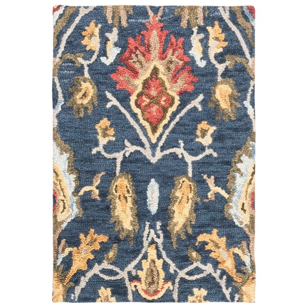 slide 2 of 5, SAFAVIEH Fiorello Handmade Blossom French Country Wool Area Rug 2' x 3' - Navy/Multi - Rectangle