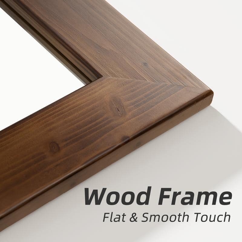 Full Length Rectangular Solid Wood Framed Wall Mirror in Walnut - 71"x31"