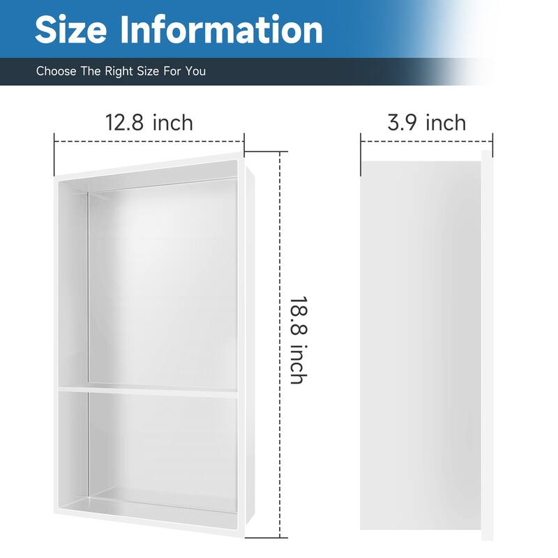 WIZ 12.8-inch W x 18.8-inch H x 4-inch D Stainless Steel Shower Niche