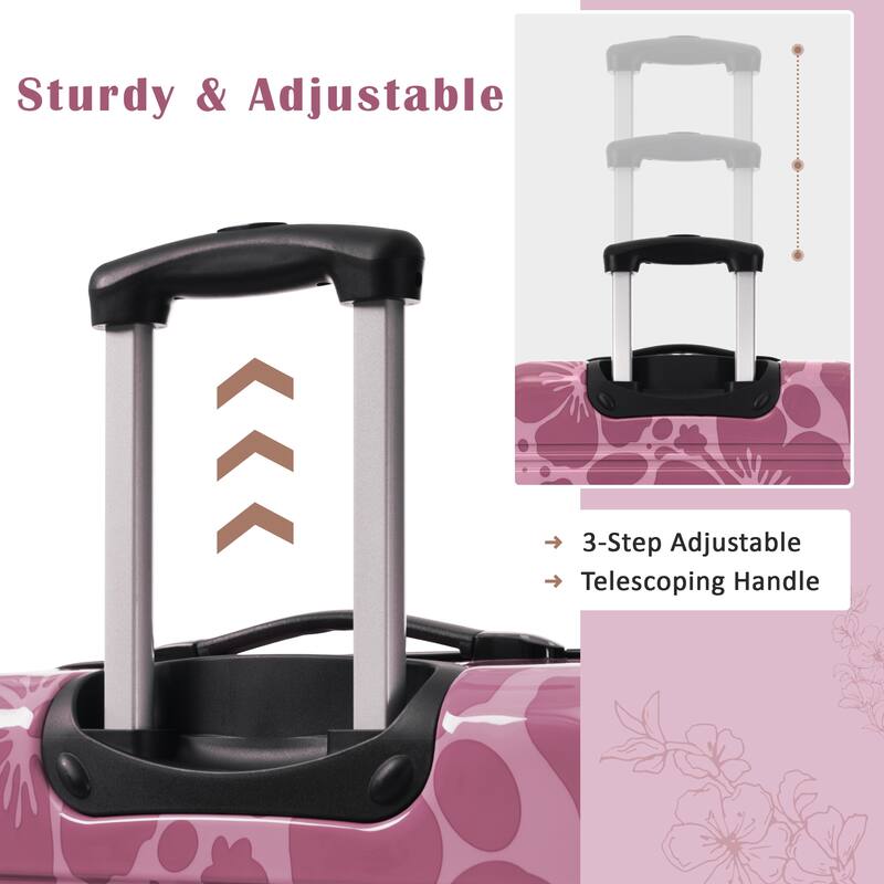 3-Piece, Modern Luggage Sets, Lightweight Luggage with Silicone Handles and Combination Lock, for Boarding Travel, Pink Purple