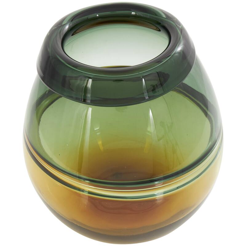 Glass Handmade Ombre Decorative Vase with Yellow Base - Green - Roche River Decor