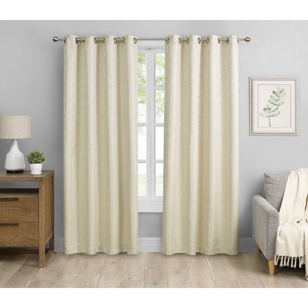 slide 1 of 6, Window Curtains With Blackout Design (Set of 2) 52"x84" - Champagne