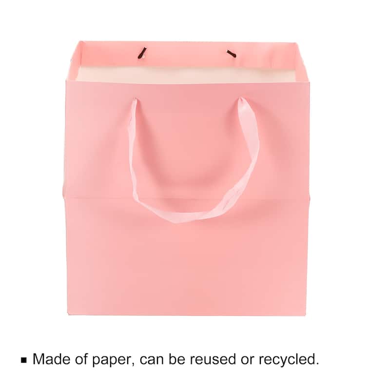 30x30x30cm Paper Bag with Handle, 5 Pack Bouquet Packaging Bag, Pink