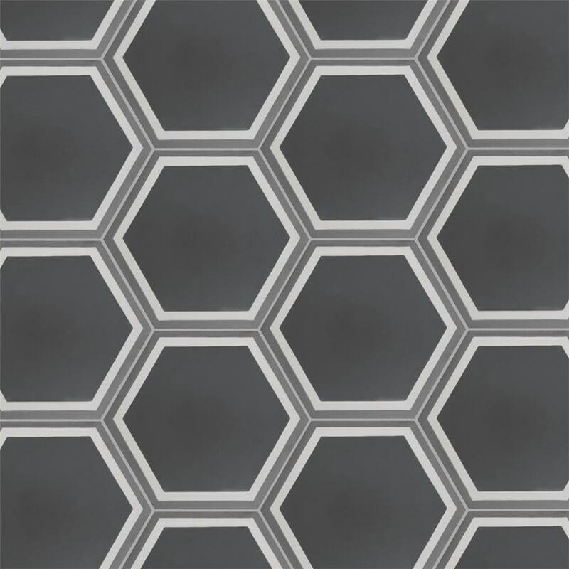 Merola Tile Cemento Hex Holland Passage Encaustic 7.86" x 9" Cement Handmade Floor and Wall Tile