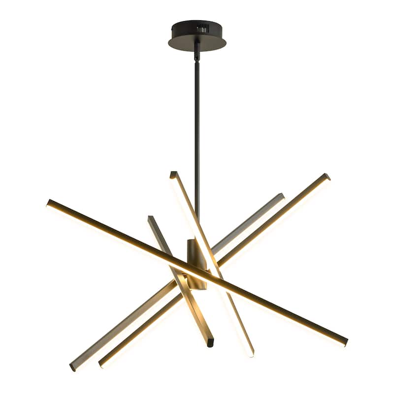 5-Light Modern Black Linear Sputnik LED Kitchen Island Pendant Light - 31.4 in. W x 9.8 in. H (Without Downrods)