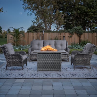 Outdoor Sofa Couch with 41" Fire Pit Table