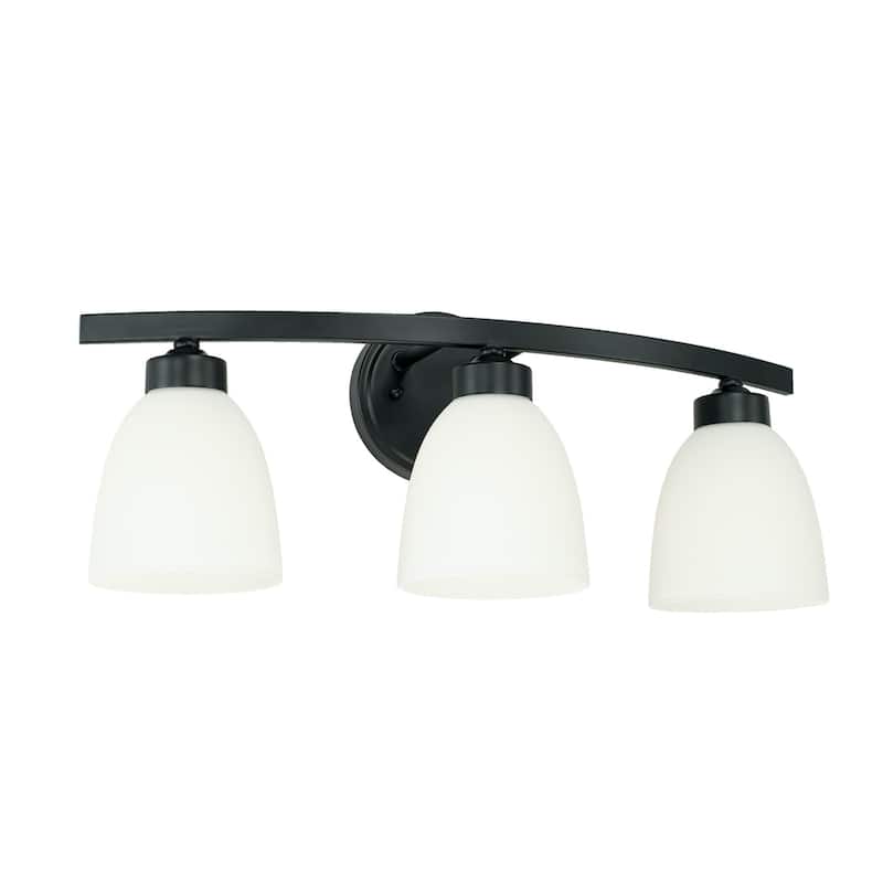 Jameson 21-inch 3-light Bath/Vanity Fixture w/ Soft White Glass - Matte Black