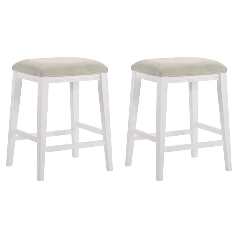 Jane Contemporary Transitional Backless Wood Counter Height Kitchen Bar Stool with Fabric Upholstered Seat