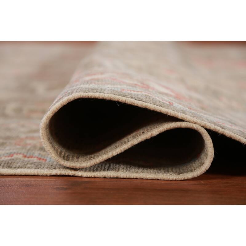 Hand Knotted Oriental 100% Wool Carpet Transitional All-Over Brown Oushak Area Rug - 8' 11'' X 6' 2''