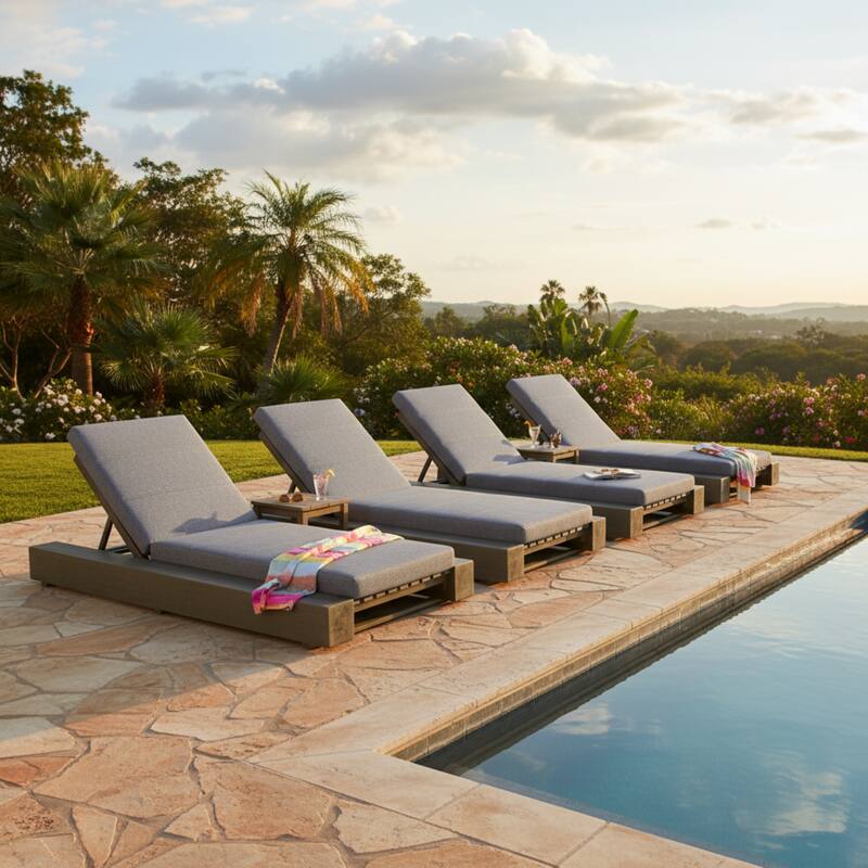 Christopher Knight Home - Amedea Outdoor Acacia Wood Chaise Lounge with Adjustable Backrest & Water-Resistant Cushion