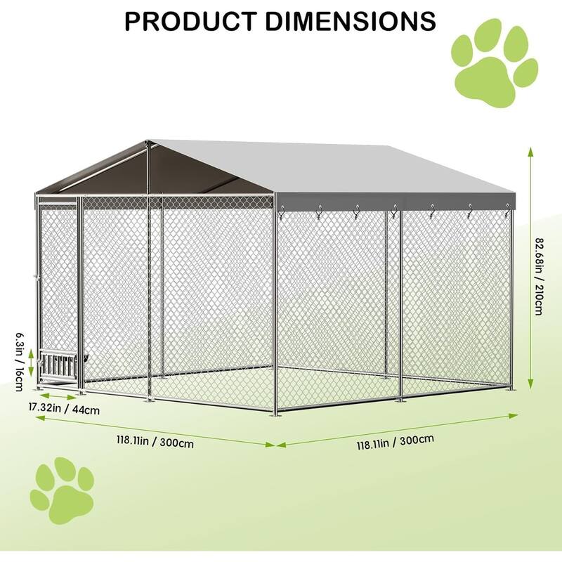 Large Outdoor Dog Kennel, Waterproof Roof & UV-Resistant Cover