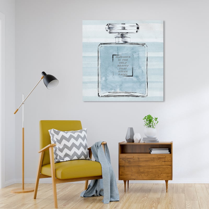 Wynwood Studio Canvas Fashion and Glam Elegant Blue Perfume Blue and Light Blue Glam Wall Art Canvas Print - 30 x 30