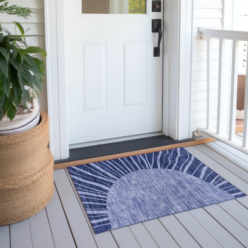 Machine Washable Indoor/ Outdoor ChantilleSunburst Modern Rug