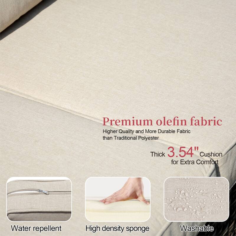 OVIOS 9-piece Patio Wicker Swivel Chair Set With 30" Fire Pit