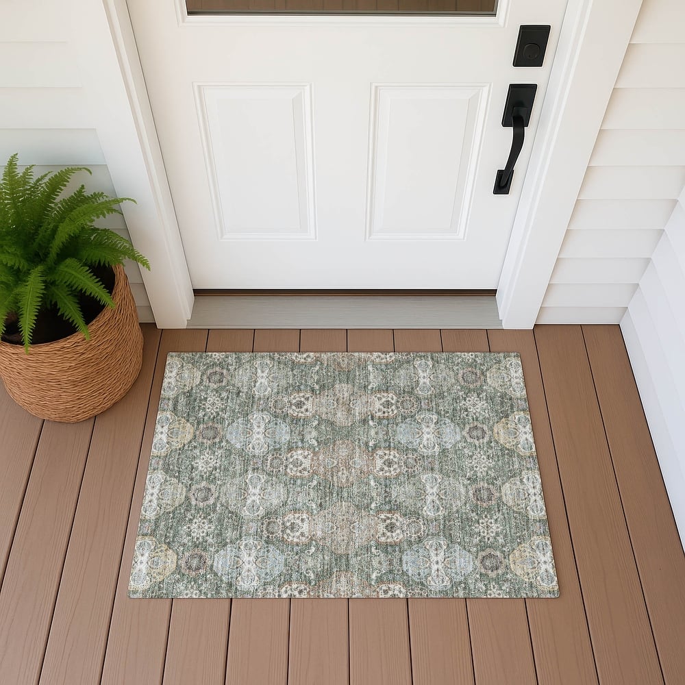 Machine Washable Indoor/ Outdoor Traditional Tracey Chantille Rug