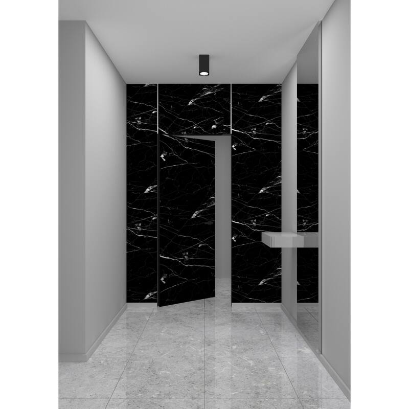 Solid Hidden Door with Handle Planum 0010 Nero Marquina