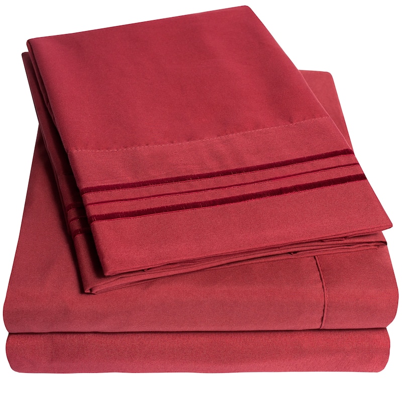Deep Pocket Soft Microfiber 4-piece Solid Color Bed Sheet Set - Twin Xl - Burgundy