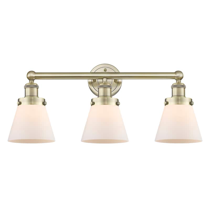 Innovations Lighting 616-3W-10-25 Cone Vanity Cone 3 Light 25" Wide - Antique Brass / Matte White
