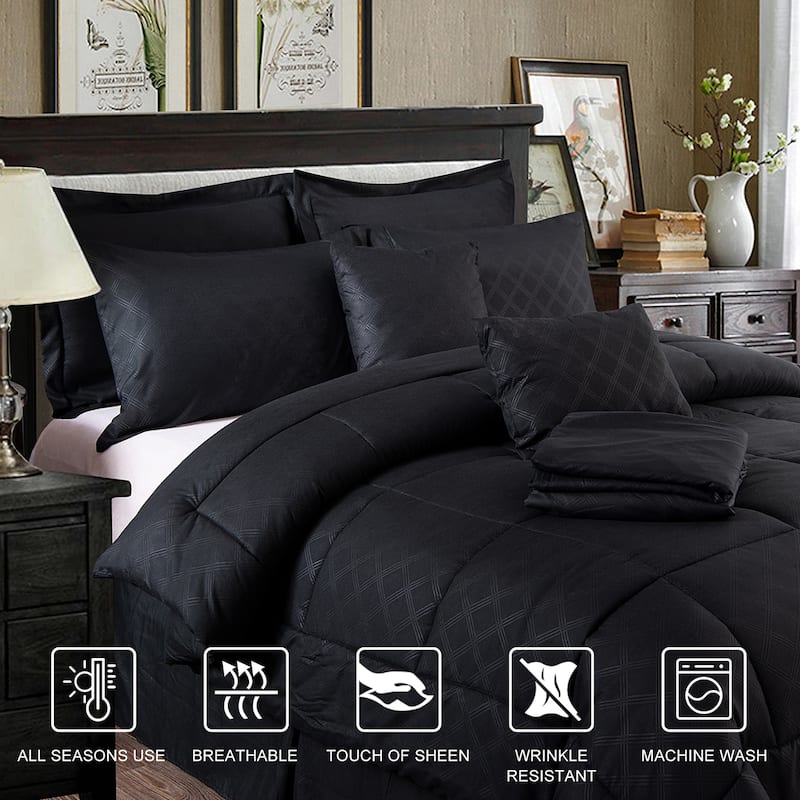 10-piece Solid Color Microfiber Comforter and Sheets Set