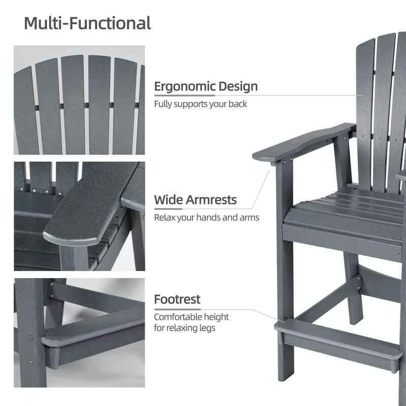 Aoodor Tall Adirondack Chairs Set of 2 with Connecting Tray