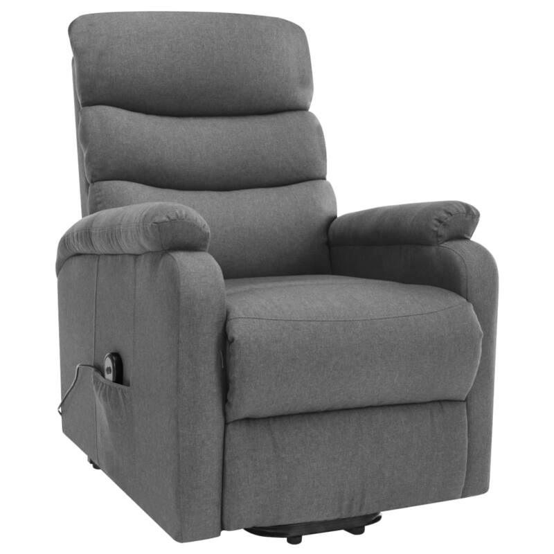 vidaXL Power Lift Massage Recliner Light Gray Fabric - 28.7" x 35.6" x 40.4"
