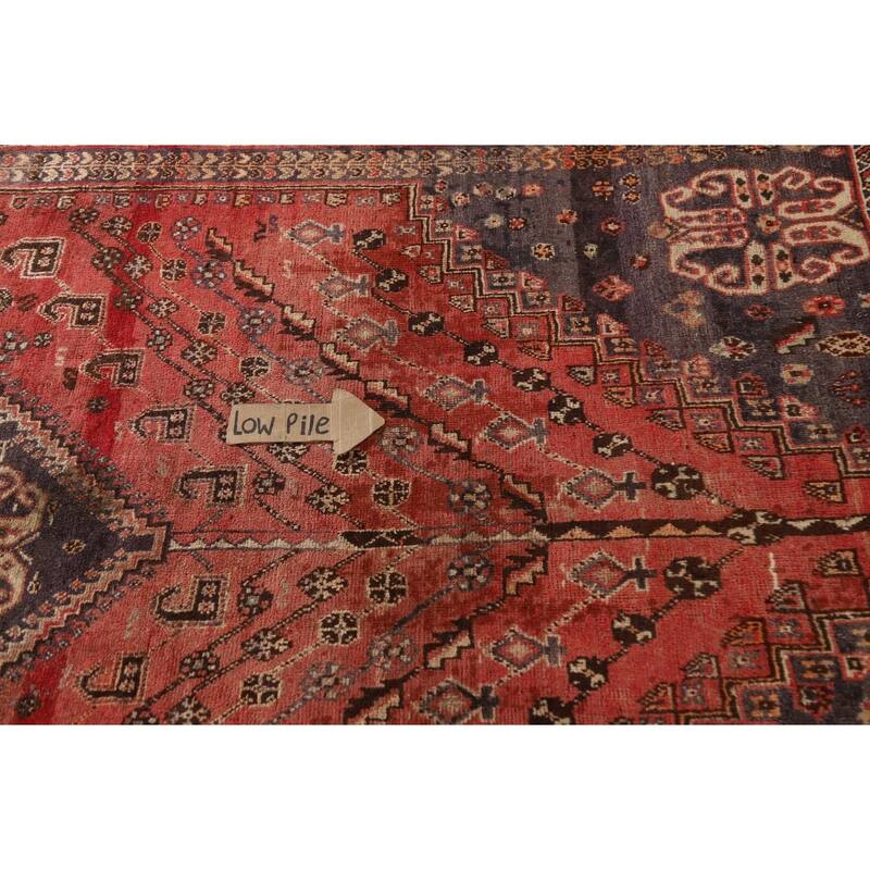 Red Qashqai Persian Antique Area Rug Handmade Wool Carpet - 5'1"x 8'2"