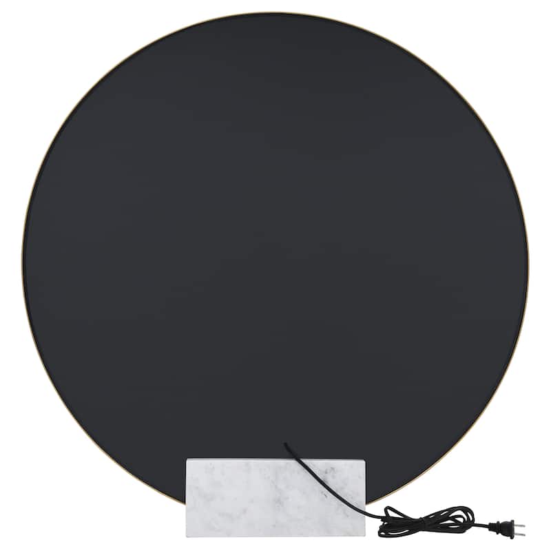 Jocelyn Round LED Vanity Mirror White Marble Base
