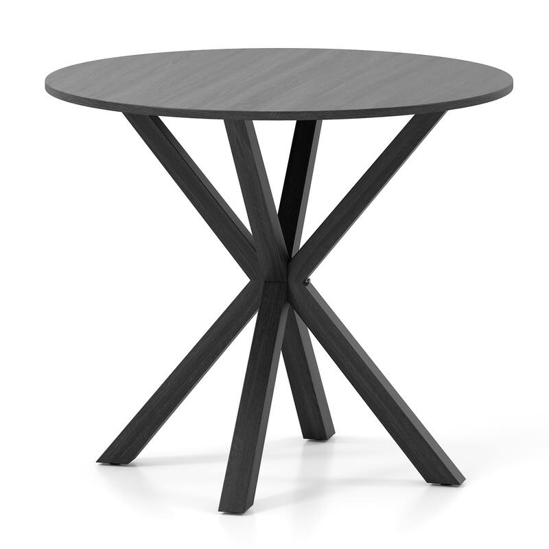 Gymax 36'' Round Farmhouse Dining Table for 4 w/Stable Intersecting