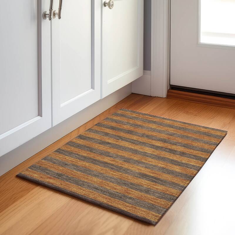 Premium Washable Super Soft Cabana Stripe Mayfield Rug - Fudge - 1' 8" x 2' 6" - Rectangle