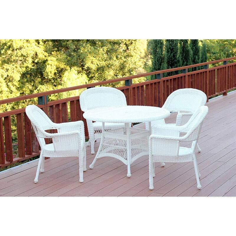Outdoor Dining Set 5 Piece Patio Furniture Resin Wicker Table & Chairs