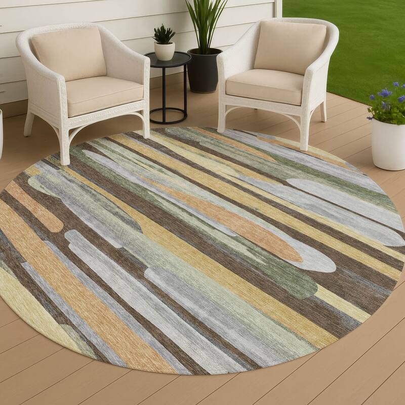 Machine Washable Indoor/ Outdoor Casual Merriam Chantille Rug - Chocolate - 8' x 8'