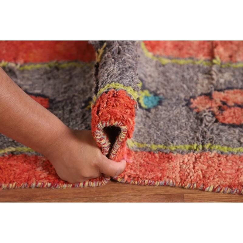Geometric Moroccan Oriental Area Rug Hand-Knotted Wool Carpet - 7'0" x 9'7"