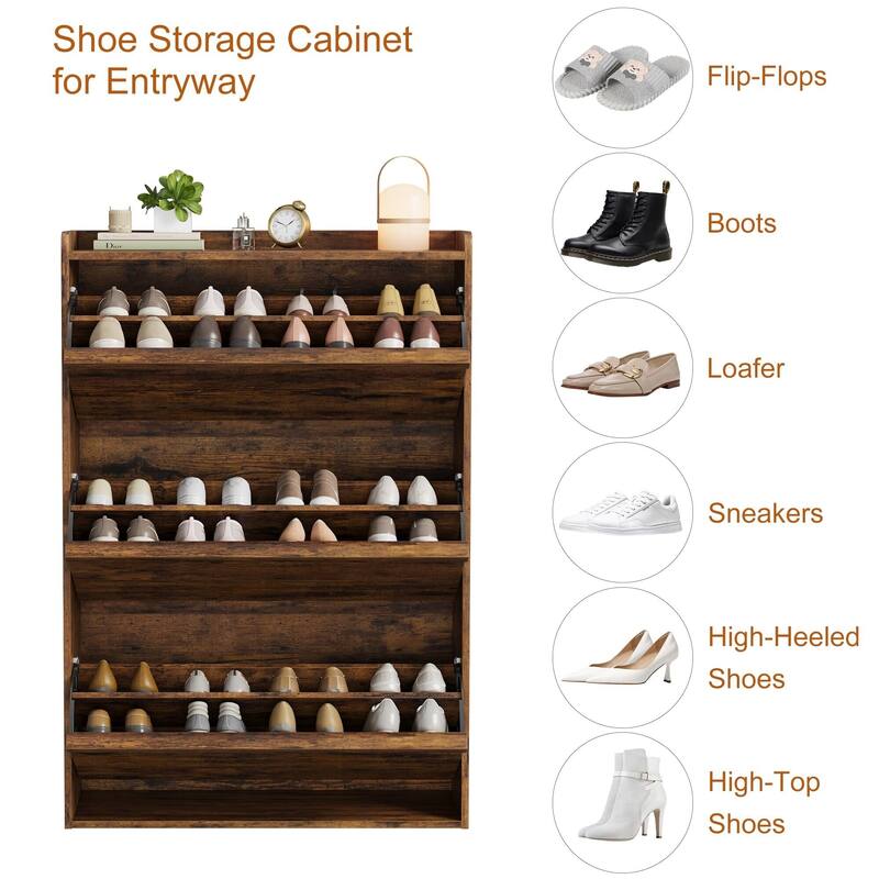 Drawer Wooden Shoe Cabinet with Adjustable Shelves