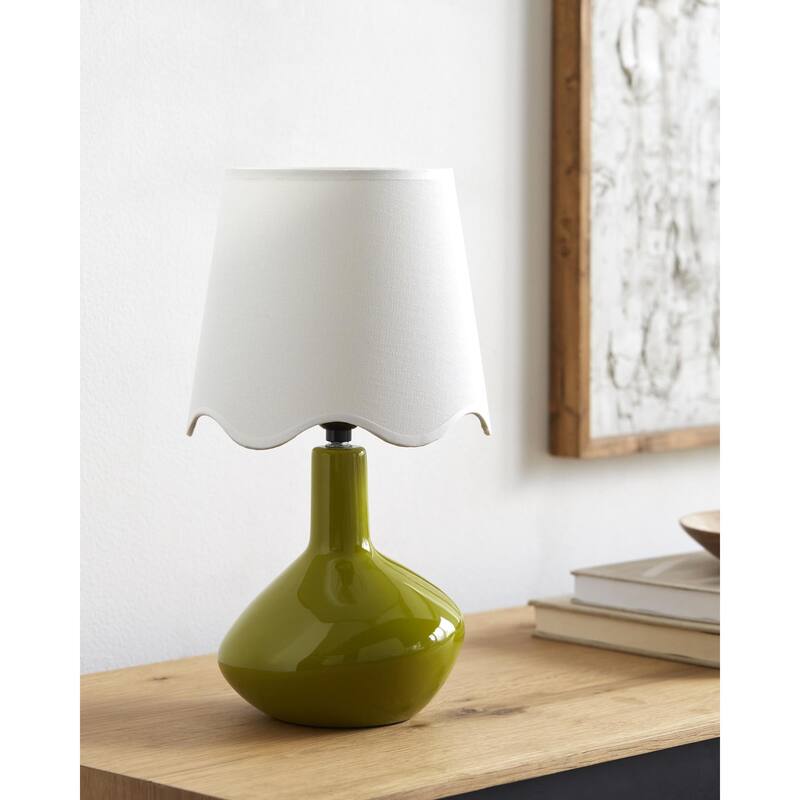 Livabliss Aviara Rustic Accent Table Lamp - Green/White