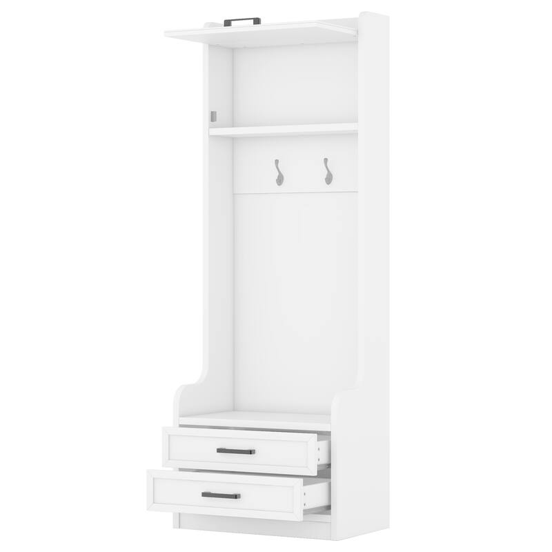 4-in-1 Detachable Coat Rack with Storage Drawers,7 Hooks and Cabinet