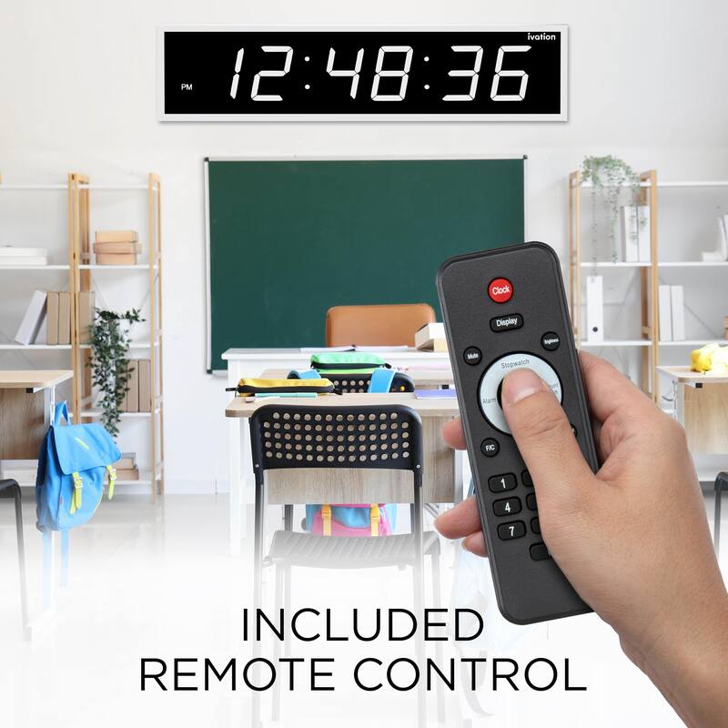 Ivation Large Digital Clock, 72" Led Wall Clock with Stopwatch, Alarms, Timer, Temp & Remote