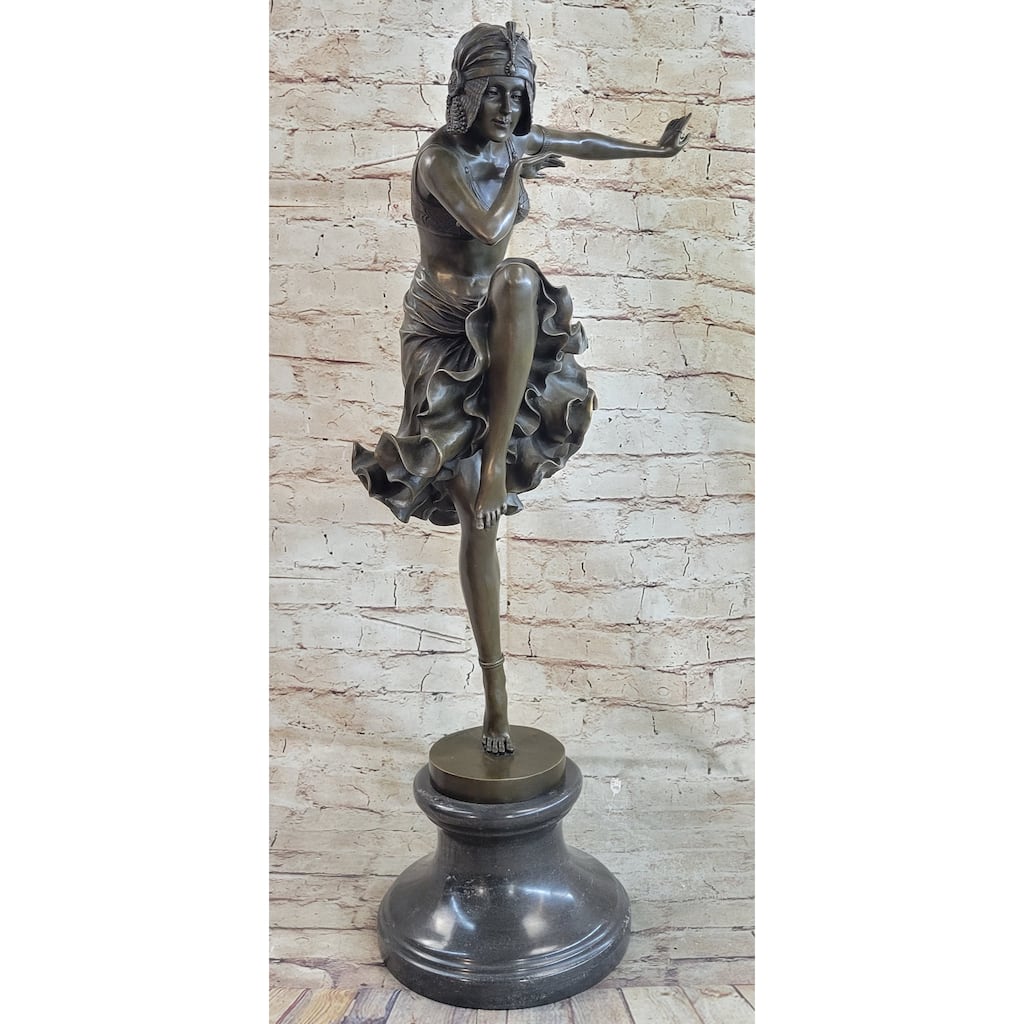 Chiparus Art Deco Bronze Female Dancer Figure Statue Sculpture 27 Inches X 10.5 Inches