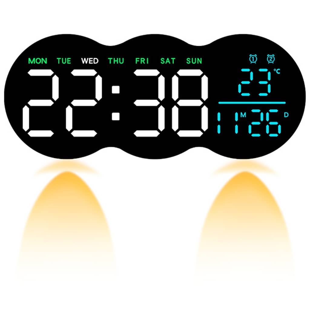 LED Digital Wall Clock with Large Display, Auto-Dimming, 12/24Hr Format, Modern Silent Clocks with Remote Control 11 Inch