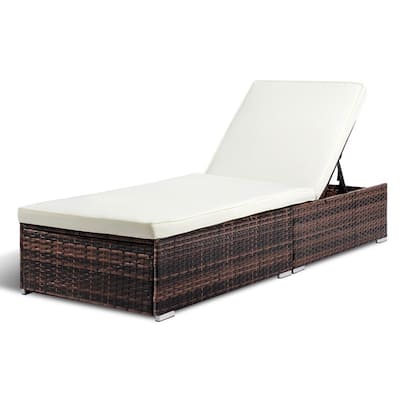 Outdoor Single Wicker Adjustable Chaise Lounge Chair