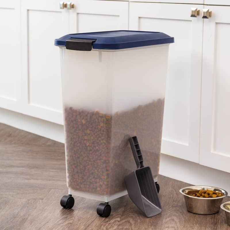 Airtight Mobile Pet Food Storage with Removable Casters and Scoop