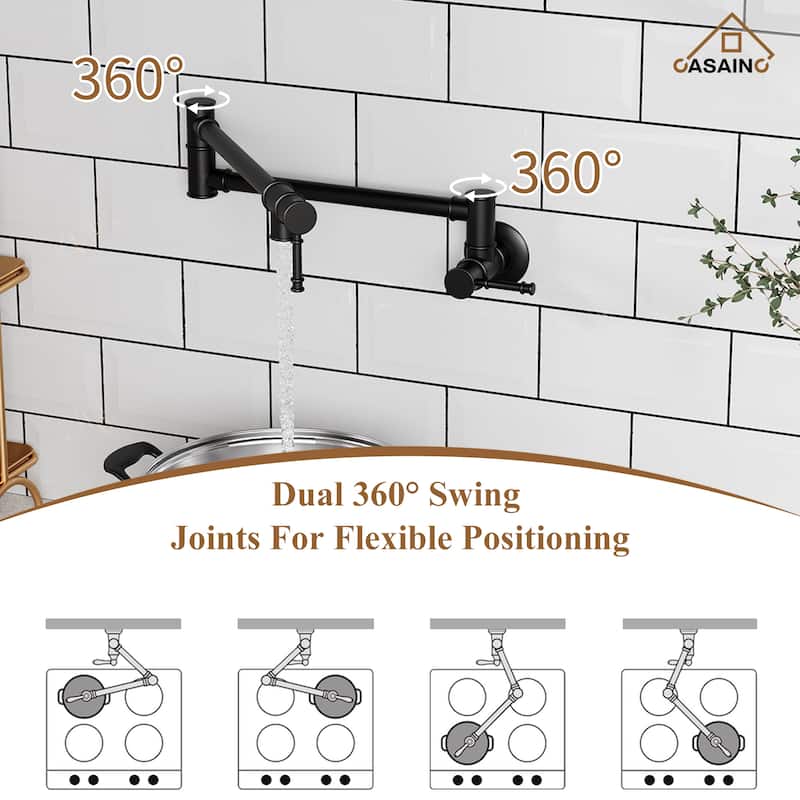 1.8 GPM Wall Mounted Foldable Kitchen Pot Filler