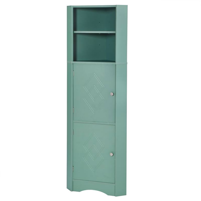DFStudio - Tall Bathroom Corner Storage Cabinet with Adjustable Shelves, MDF
