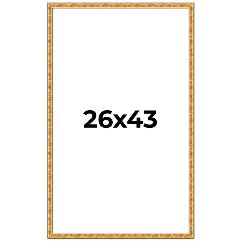 26x43 Frame Gold Real Wood Picture Frame Width 1 inches | Interior