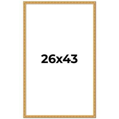 26x43 Frame Gold Real Wood Picture Frame Width 1 inches | Interior