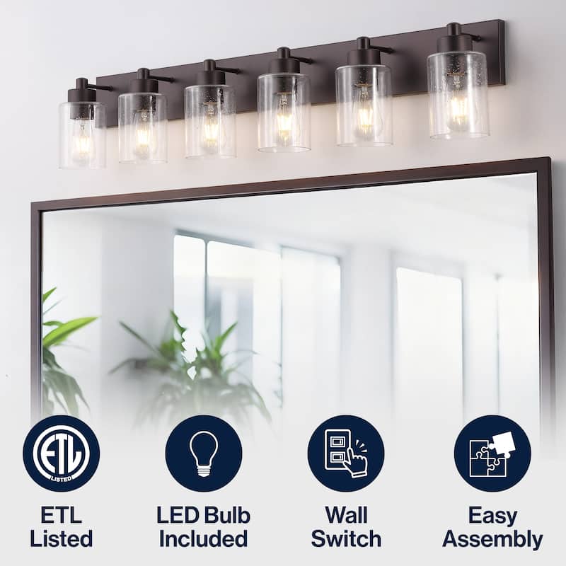 Lydia Seeded Glass/Iron LED Vanity Light, by JONATHAN Y