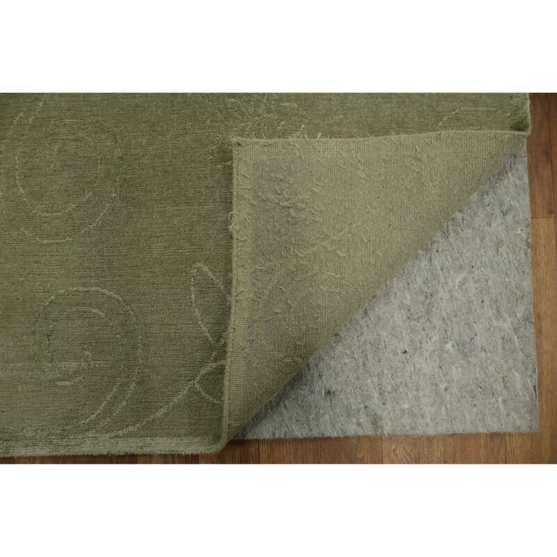 Hand Knotted Oriental 100% Wool Carpet Modern Abstract Green Nepalese Area Rug - 8' 11'' X 6' 4''