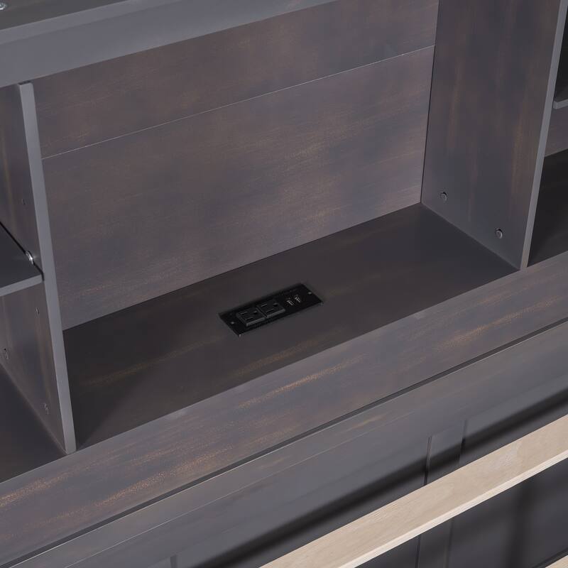 platform bed with Storage Headboard