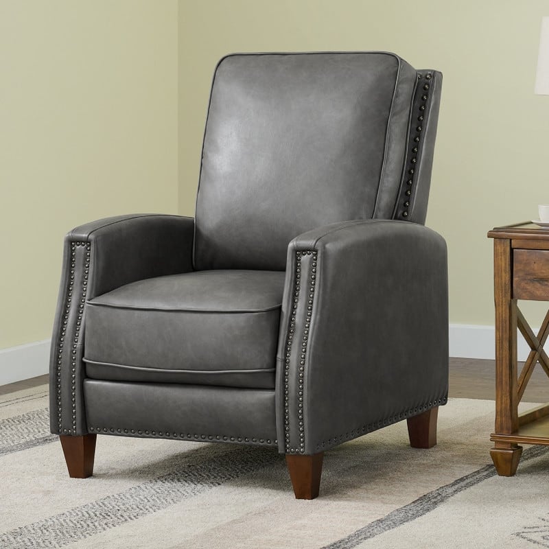 Spruce & Spring Alston Push Back Recliner Chair with Nailhead Trims for Living Room