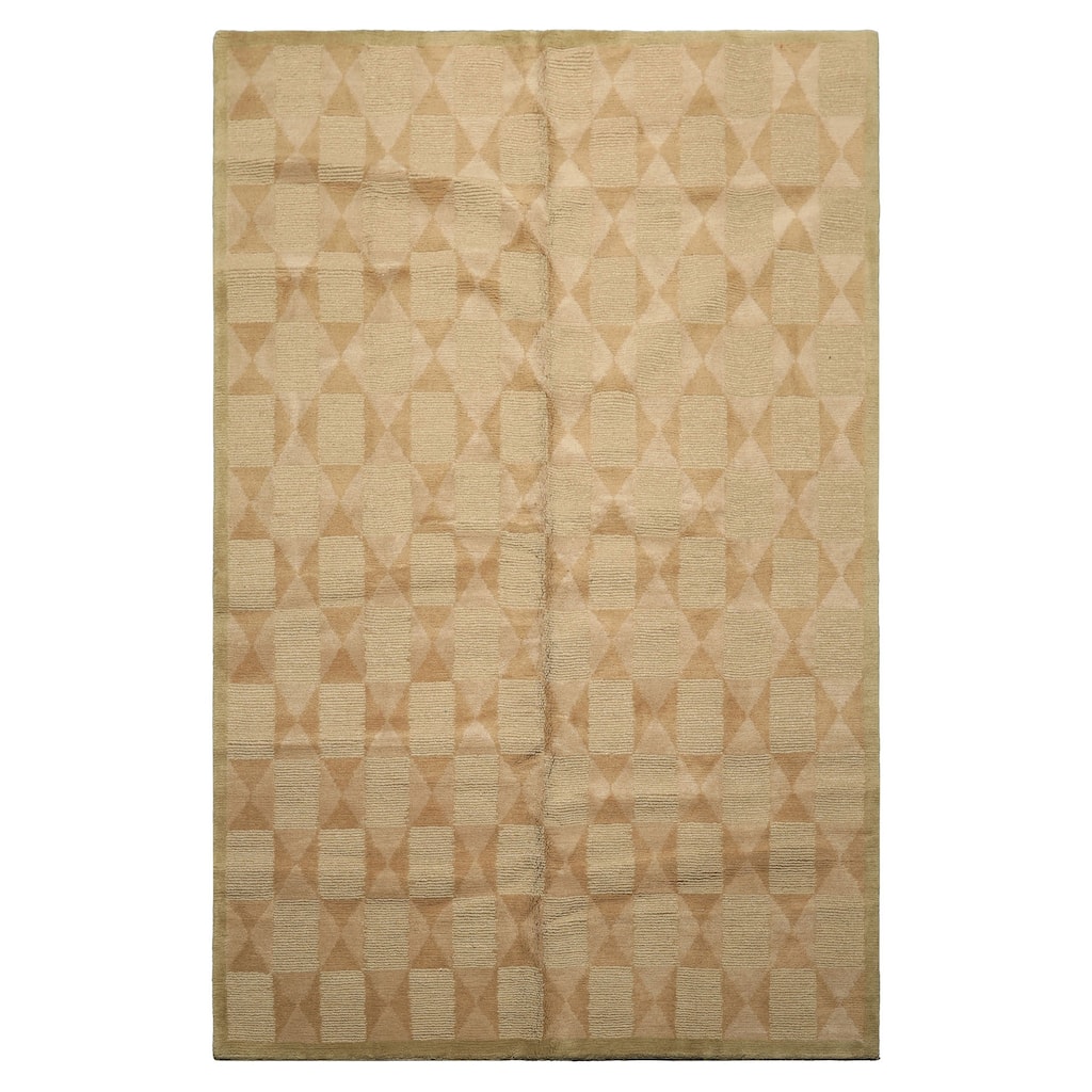 5'9''x9 Hand Knotted Wool Moss Tibetan Modern & Contemporary Loop n cut pile Rug - 5' 9'' x 9'