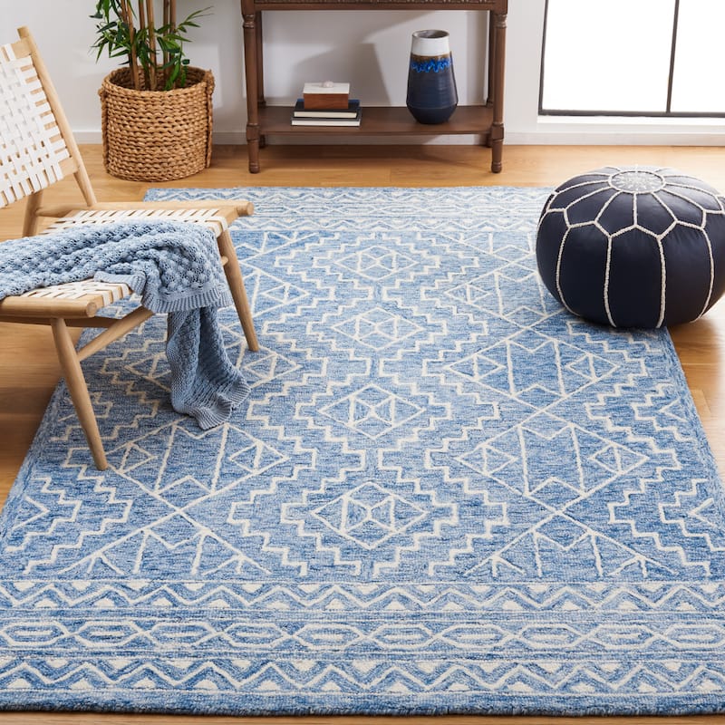 SAFAVIEH Handmade Metro Candan Wool Rug - 5' x 8' - Blue/Ivory